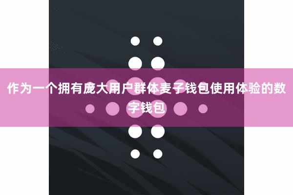 作为一个拥有庞大用户群体麦子钱包使用体验的数字钱包