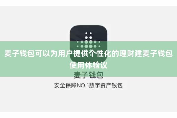 麦子钱包可以为用户提供个性化的理财建麦子钱包使用体验议